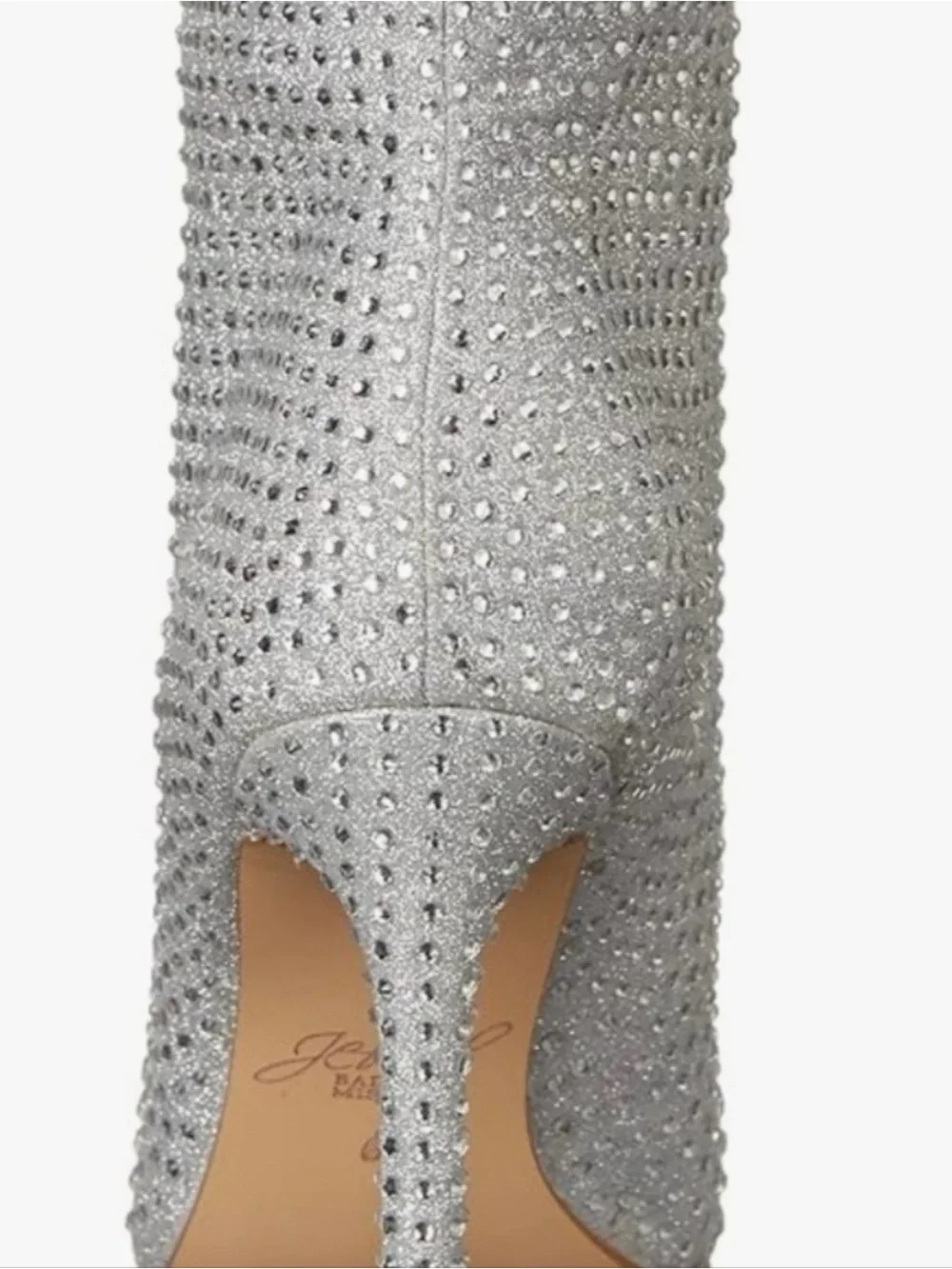 Jewel Badgley Mischka Silver Crystal-Studded Pointed-Toe Ankle Bootie